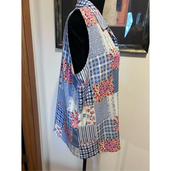 Crazy Horse by Liz Claiborne Sleeveless Button Up Floral Print Blouse Size XL - Picture 4 of 8